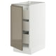 SEKTION / MAXIMERA Gabinete bajo+1 puerta/3 cajones, blanco/Voxtorp marrón grisáceo oscuro alto brillo, 15x24x30 "