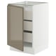 SEKTION / MAXIMERA Gabinete bajo+1 puerta/3 cajones, blanco/Voxtorp marrón grisáceo oscuro alto brillo, 21x24x30 "