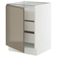 SEKTION / MAXIMERA Gabinete bajo+1 puerta/3 cajones, blanco/Voxtorp marrón grisáceo oscuro alto brillo, 24x24x30 "