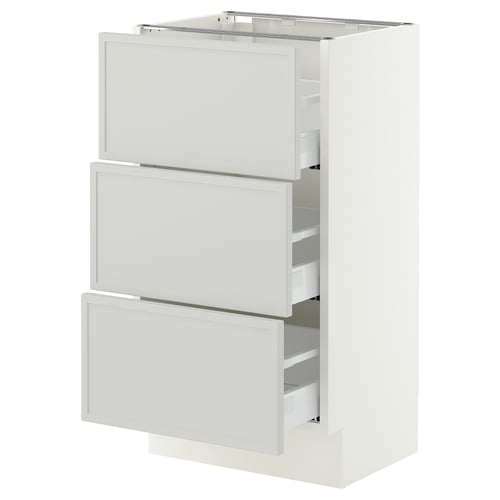SEKTION / MAXIMERA Gabinete bajo+2 cajones, blanco/Aspudden gris claro, 18x15x30 "