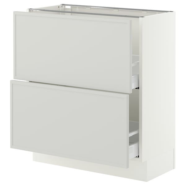 SEKTION / MAXIMERA Gabinete bajo+2 cajones, blanco/Aspudden gris claro, 30x15x30 "