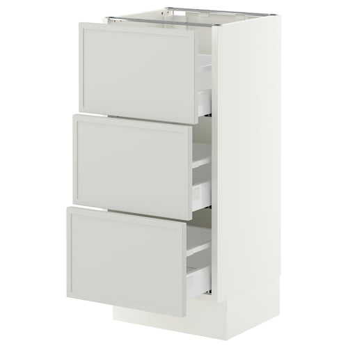 SEKTION / MAXIMERA Gabinete bajo+2 cajones, blanco/Aspudden gris claro, 15x15x30 "