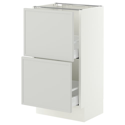 SEKTION / MAXIMERA Gabinete bajo+2 cajones, blanco/Aspudden gris claro, 18x15x30 "