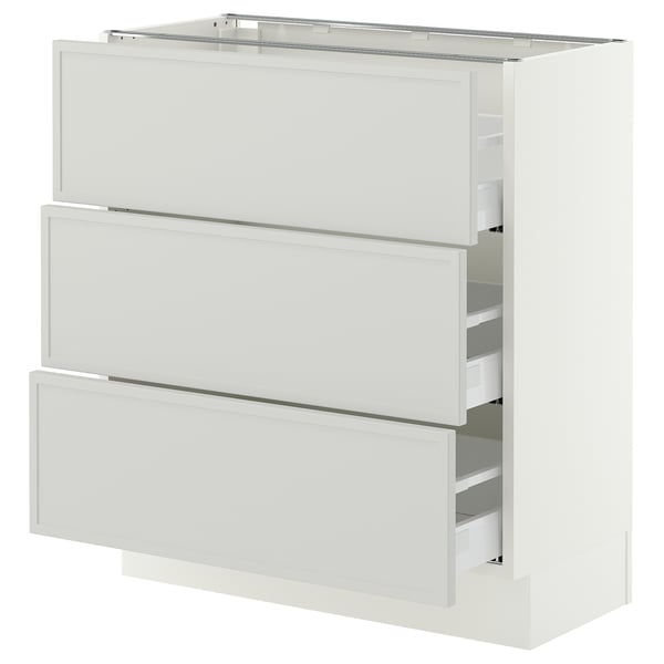 SEKTION / MAXIMERA Gabinete bajo+2 cajones, blanco/Aspudden gris claro, 30x15x30 "