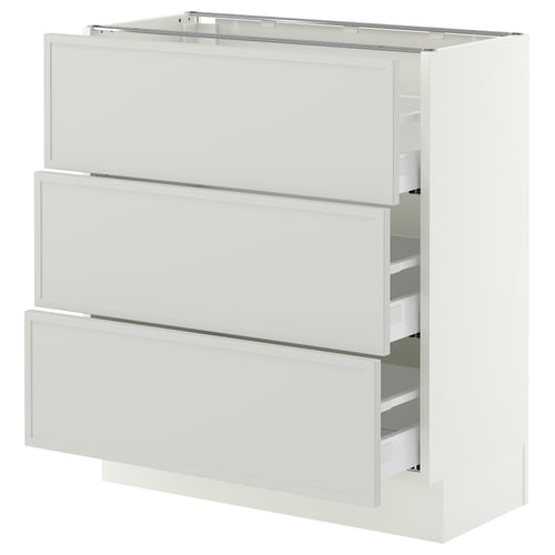 SEKTION / MAXIMERA Gabinete bajo+2 cajones, blanco/Aspudden gris claro, 30x15x30 "