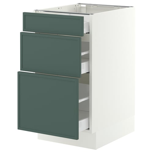 SEKTION / MAXIMERA Gabinete bajo+2 cajones, blanco/Aspudden gris verdoso oscuro, 18x24x30 "