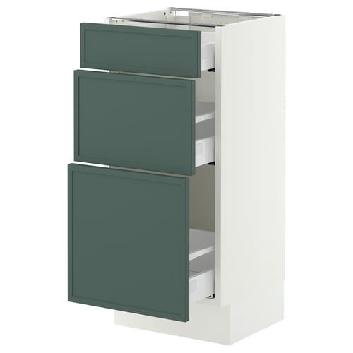 SEKTION / MAXIMERA Gabinete bajo+2 cajones, blanco/Aspudden gris verdoso oscuro, 15x15x30 "