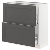 SEKTION / MAXIMERA Gabinete bajo+2 cajones, blanco/Axstad gris oscuro, 30x15x30 "