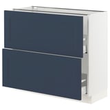 SEKTION / MAXIMERA Gabinete bajo+2 cajones, blanco Axstad/mate azul, 36x15x30 "
