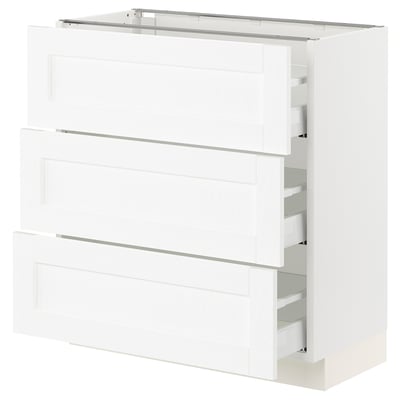 SEKTION / MAXIMERA Gabinete bajo+2 cajones, blanco Enköping/blanco efecto madera, 30x15x30 "
