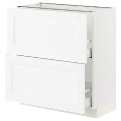 SEKTION / MAXIMERA Gabinete bajo+2 cajones, blanco Enköping/blanco efecto madera, 30x15x30 "