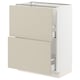 SEKTION / MAXIMERA Gabinete bajo+2 cajones, blanco/Havstorp beige, 24x15x30 "