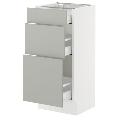 SEKTION / MAXIMERA Gabinete bajo+2 cajones, blanco/Havstorp gris claro, 15x15x30 "