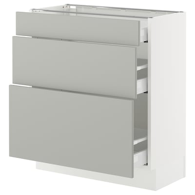 SEKTION / MAXIMERA Gabinete bajo+2 cajones, blanco/Havstorp gris claro, 30x15x30 "