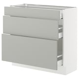 SEKTION / MAXIMERA Gabinete bajo+2 cajones, blanco/Havstorp gris claro, 36x15x30 "