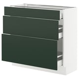 SEKTION / MAXIMERA Gabinete bajo+2 cajones, blanco/Havstorp verde oscuro, 36x15x30 "