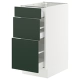 SEKTION / MAXIMERA Gabinete bajo+2 cajones, blanco/Havstorp verde oscuro, 15x24x30 "