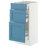 SEKTION / MAXIMERA Gabinete bajo+2 cajones, blanco/Lerhyttan azul, 15x15x30 "