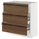SEKTION / MAXIMERA Gabinete bajo+2 cajones, blanco/Stensta chapa de fresno marrón oscuro, 30x15x30 "