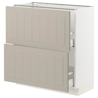 SEKTION / MAXIMERA Gabinete bajo+2 cajones, blanco/Stensund beige, 30x15x30 "