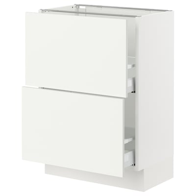 SEKTION / MAXIMERA Gabinete bajo+2 cajones, blanco/Vallstena blanco, 24x15x30 "