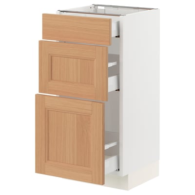 SEKTION / MAXIMERA Gabinete bajo+2 cajones, blanco/Vedhamn roble, 15x15x30 "