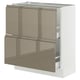 SEKTION / MAXIMERA Gabinete bajo+2 cajones, blanco/Voxtorp marrón grisáceo oscuro alto brillo, 30x15x30 "