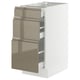 SEKTION / MAXIMERA Gabinete bajo+2 cajones, blanco/Voxtorp marrón grisáceo oscuro alto brillo, 15x24x30 "