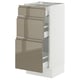 SEKTION / MAXIMERA Gabinete bajo+2 cajones, blanco/Voxtorp marrón grisáceo oscuro alto brillo, 15x15x30 "