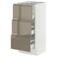 SEKTION / MAXIMERA Gabinete bajo+2 cajones, blanco/Voxtorp marrón grisáceo oscuro alto brillo, 15x15x30 "