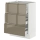 SEKTION / MAXIMERA Gabinete bajo+2 cajones, blanco/Voxtorp marrón grisáceo oscuro alto brillo, 24x15x30 "