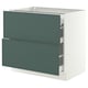 SEKTION / MAXIMERA Gabinete bajo+2 frentes/3 cajones, blanco/Aspudden gris verdoso oscuro, 36x24x30 "