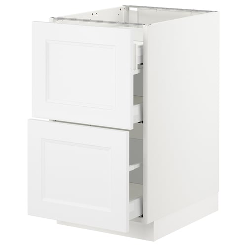 SEKTION / MAXIMERA Gabinete bajo+2 frentes/3 cajones, blanco/Axstad blanco mate, 18x24x30 "