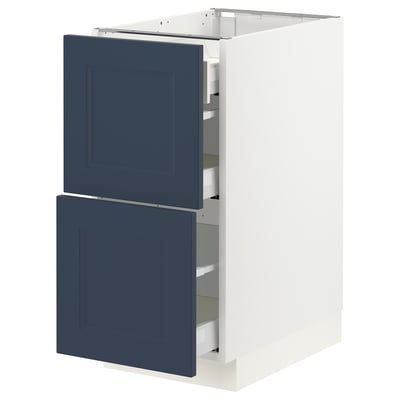 SEKTION / MAXIMERA Gabinete bajo+2 frentes/3 cajones, blanco Axstad/mate azul, 15x24x30 "