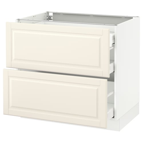 SEKTION / MAXIMERA Gabinete bajo+2 frentes/3 cajones, blanco/Bodbyn color hueso, 36x24x30 "