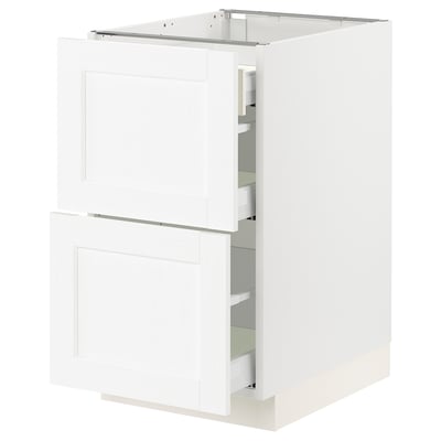 SEKTION / MAXIMERA Gabinete bajo+2 frentes/3 cajones, blanco Enköping/blanco efecto madera, 18x24x30 "