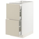 SEKTION / MAXIMERA Gabinete bajo+2 frentes/3 cajones, blanco/Havstorp beige, 15x24x30 "