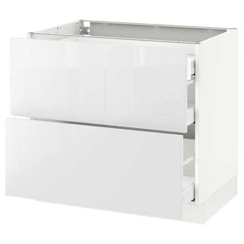 SEKTION / MAXIMERA Gabinete bajo+2 frentes/3 cajones, blanco/Ringhult blanco, 36x24x30 "