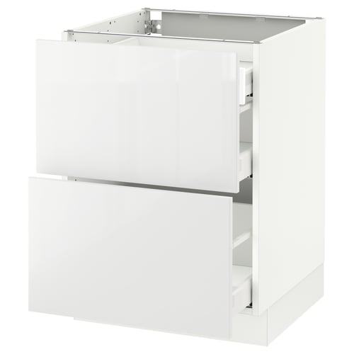 SEKTION / MAXIMERA Gabinete bajo+2 frentes/3 cajones, blanco/Ringhult blanco, 24x24x30 "