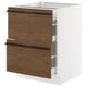 SEKTION / MAXIMERA Gabinete bajo+2 frentes/3 cajones, blanco/Stensta chapa de fresno marrón oscuro, 24x24x30 "