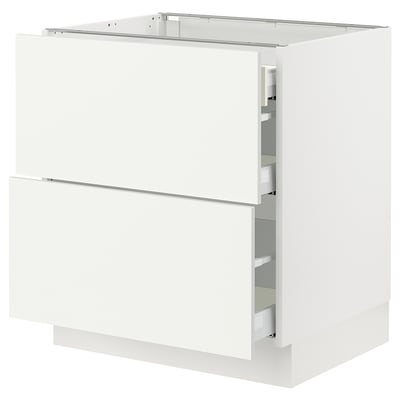 SEKTION / MAXIMERA Gabinete bajo+2 frentes/3 cajones, blanco/Vallstena blanco, 30x24x30 "