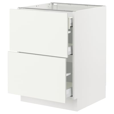 SEKTION / MAXIMERA Gabinete bajo+2 frentes/3 cajones, blanco/Vallstena blanco, 24x24x30 "