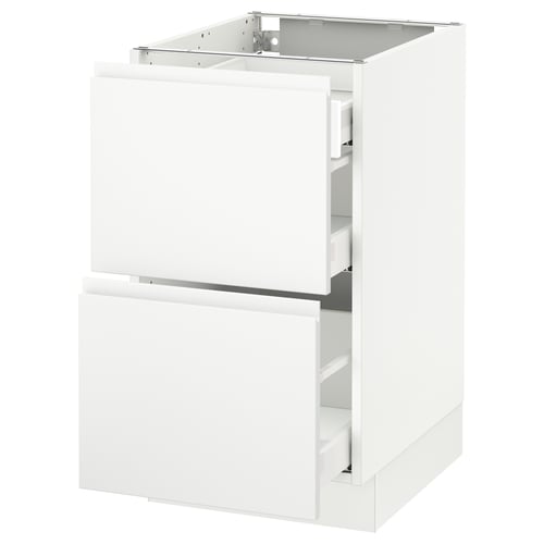 SEKTION / MAXIMERA Gabinete bajo+2 frentes/3 cajones, blanco/Voxtorp blanco mate, 18x24x30 "