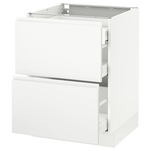 SEKTION / MAXIMERA Gabinete bajo+2 frentes/3 cajones, blanco/Voxtorp blanco mate, 24x24x30 "