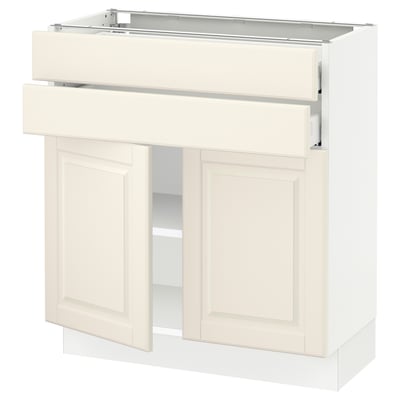 SEKTION / MAXIMERA Gabinete bajo+2 puertas/2 cajones, blanco/Bodbyn color hueso, 30x15x30 "