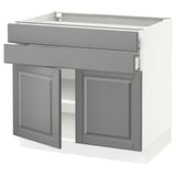 SEKTION / MAXIMERA Gabinete bajo+2 puertas/2 cajones, blanco/Bodbyn gris, 36x24x30 "