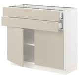 SEKTION / MAXIMERA Gabinete bajo+2 puertas/2 cajones, blanco/Havstorp beige, 36x15x30 "
