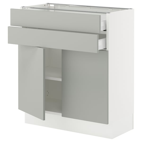 SEKTION / MAXIMERA Gabinete bajo+2 puertas/2 cajones, blanco/Havstorp gris claro, 30x15x30 "
