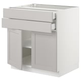 SEKTION / MAXIMERA Gabinete bajo+2 puertas/2 cajones, blanco/Lerhyttan gris claro, 30x24x30 "
