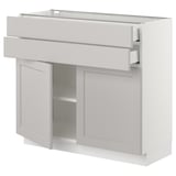 SEKTION / MAXIMERA Gabinete bajo+2 puertas/2 cajones, blanco/Lerhyttan gris claro, 36x15x30 "